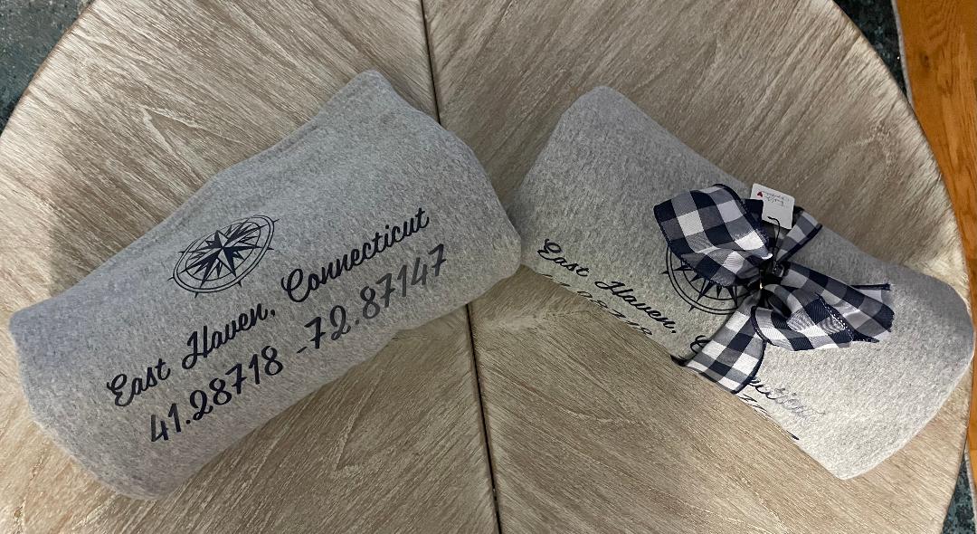 Custom Jersey Knit and Fleece Athletic Heather Blanket - East Haven