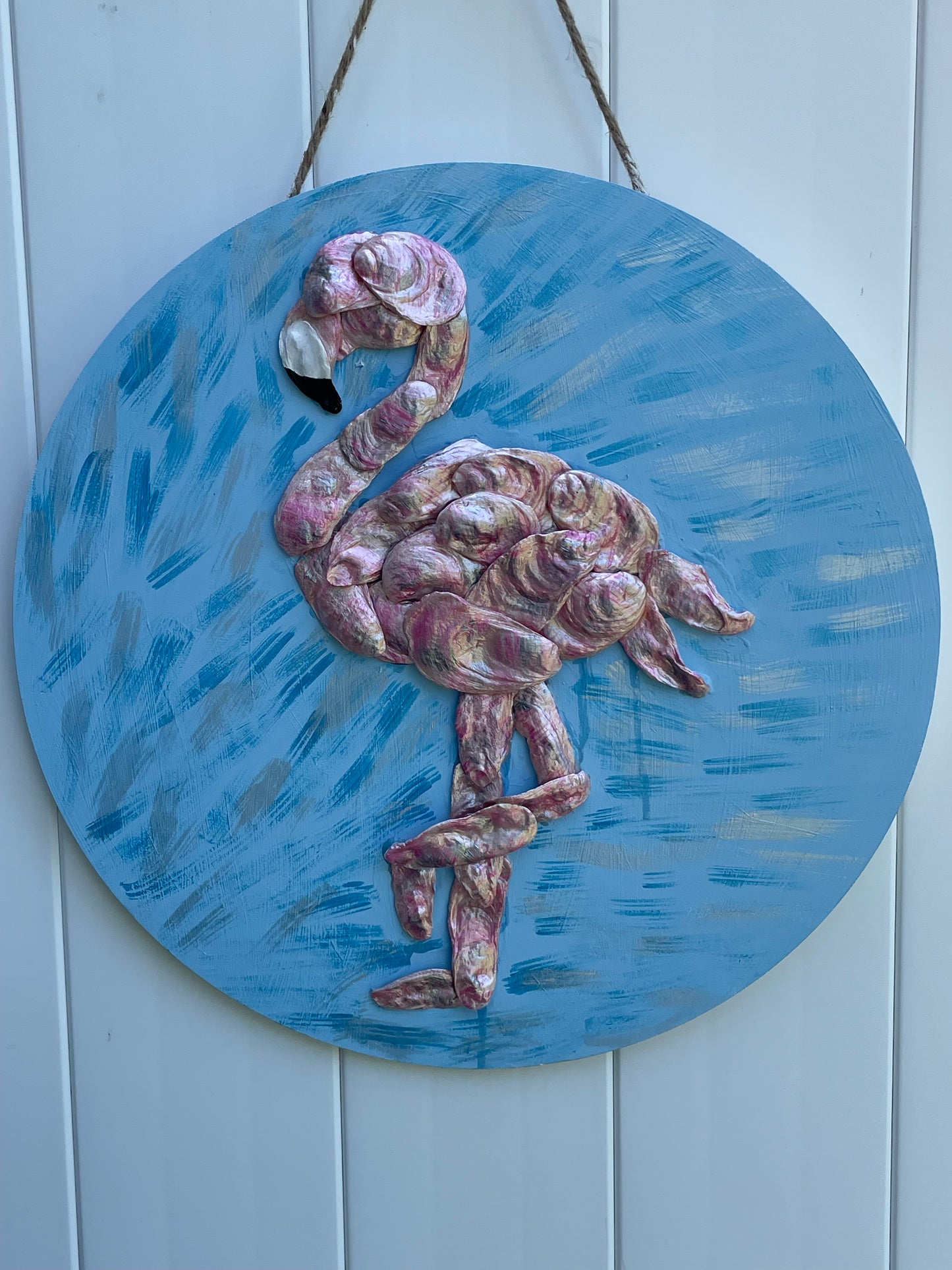 Pink Flamingo Oyster Shell Artwork