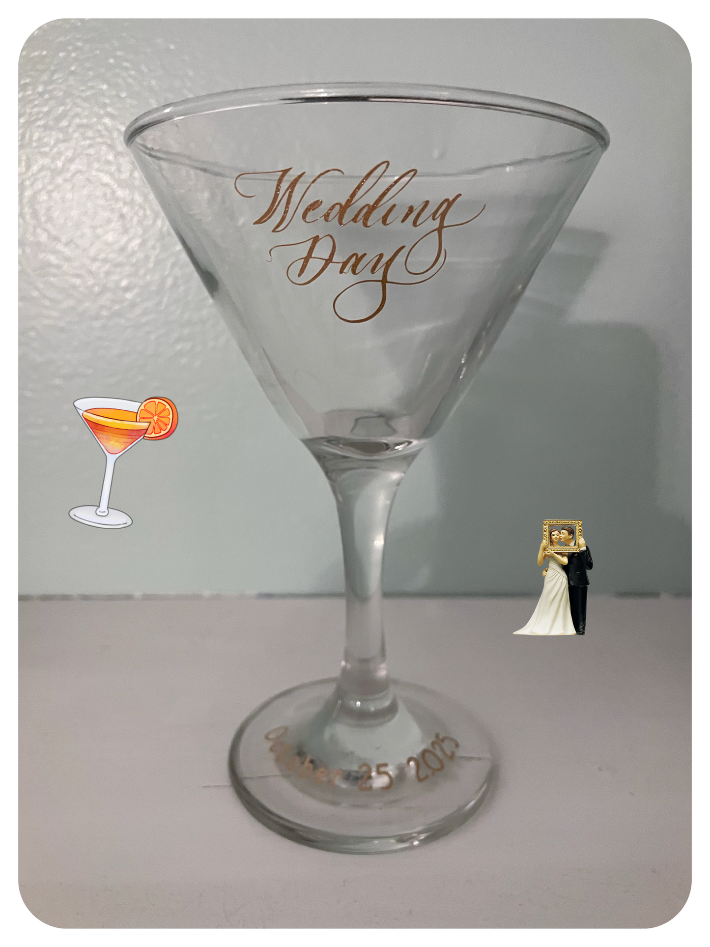 Custom Designed Glassware - Wedding Martini Glass Favors