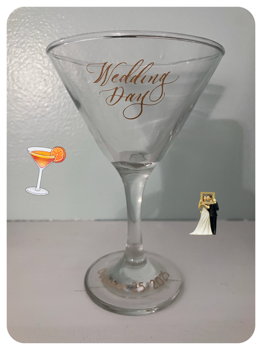 Custom Designed Glassware - Wedding Martini Glass Favors