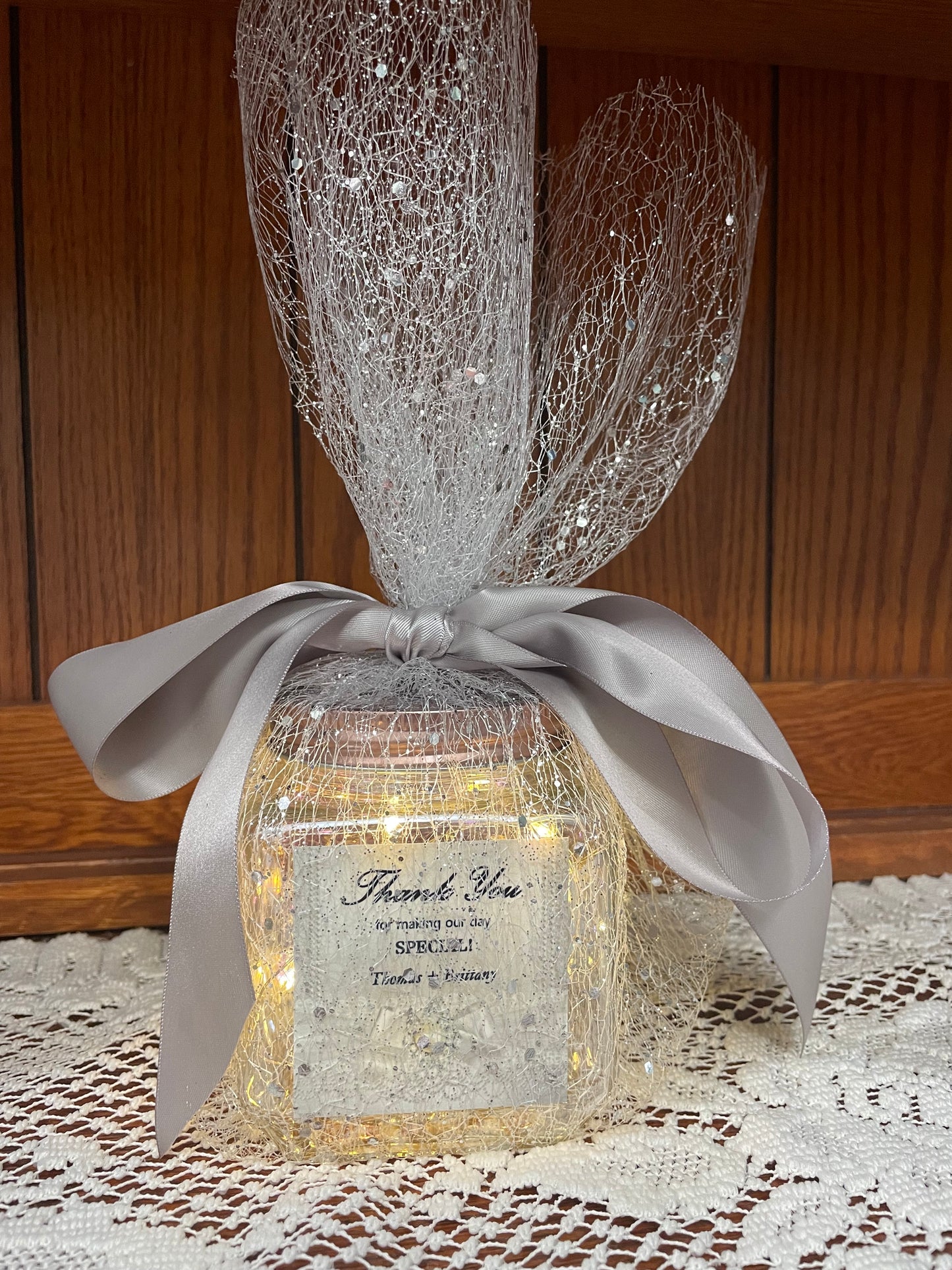 Decorative Custom Glass Jar Party Favor Silver