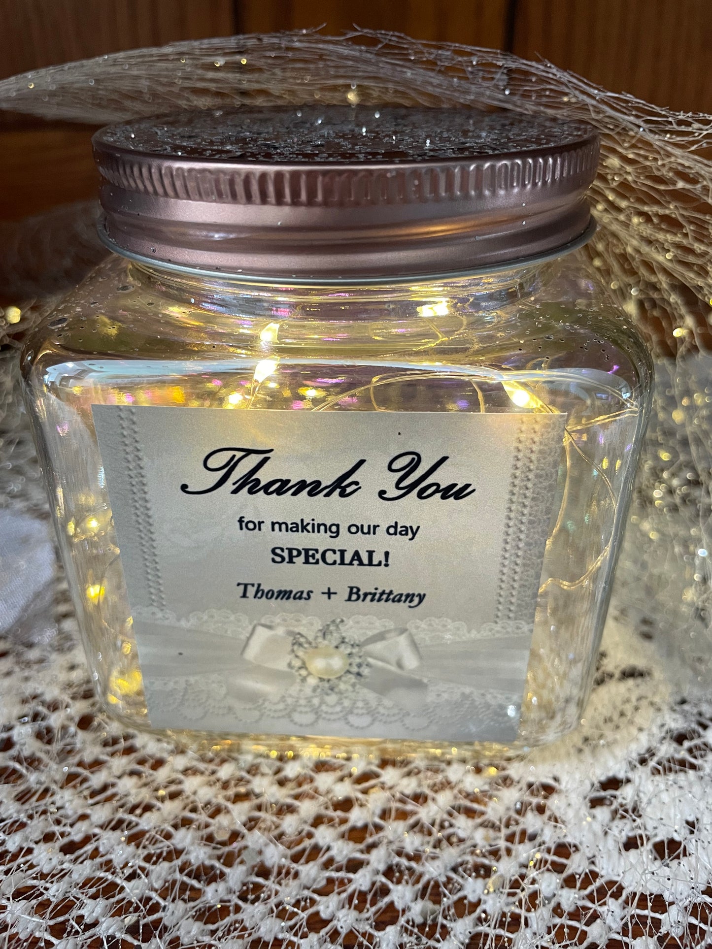 Decorative Custom Glass Jar Party Favor Silver