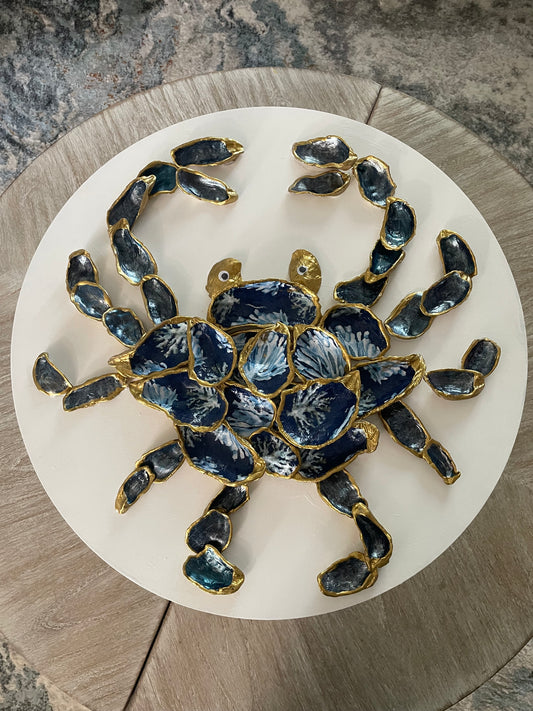 Coral Blue CRAB Oyster Shell Artwork