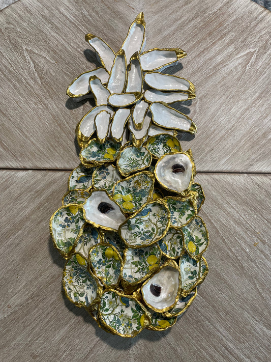 Bird on Lemon Tree Oyster Shell PINEAPPLE Artwork