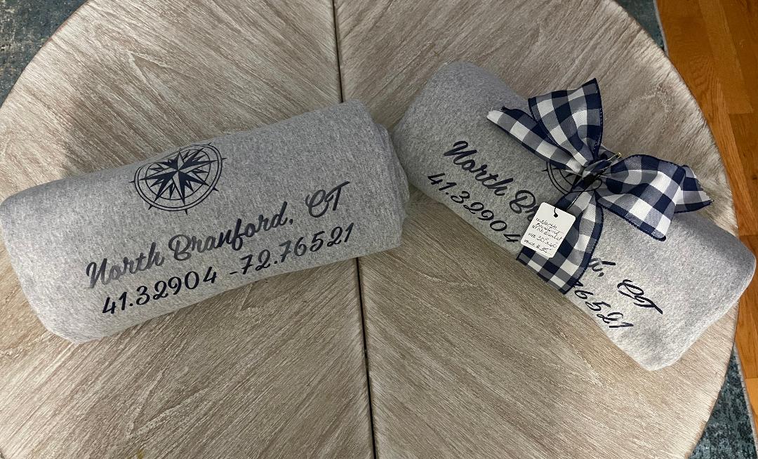 Custom Jersey Knit and Fleece Athletic Heather Blanket - North Branford