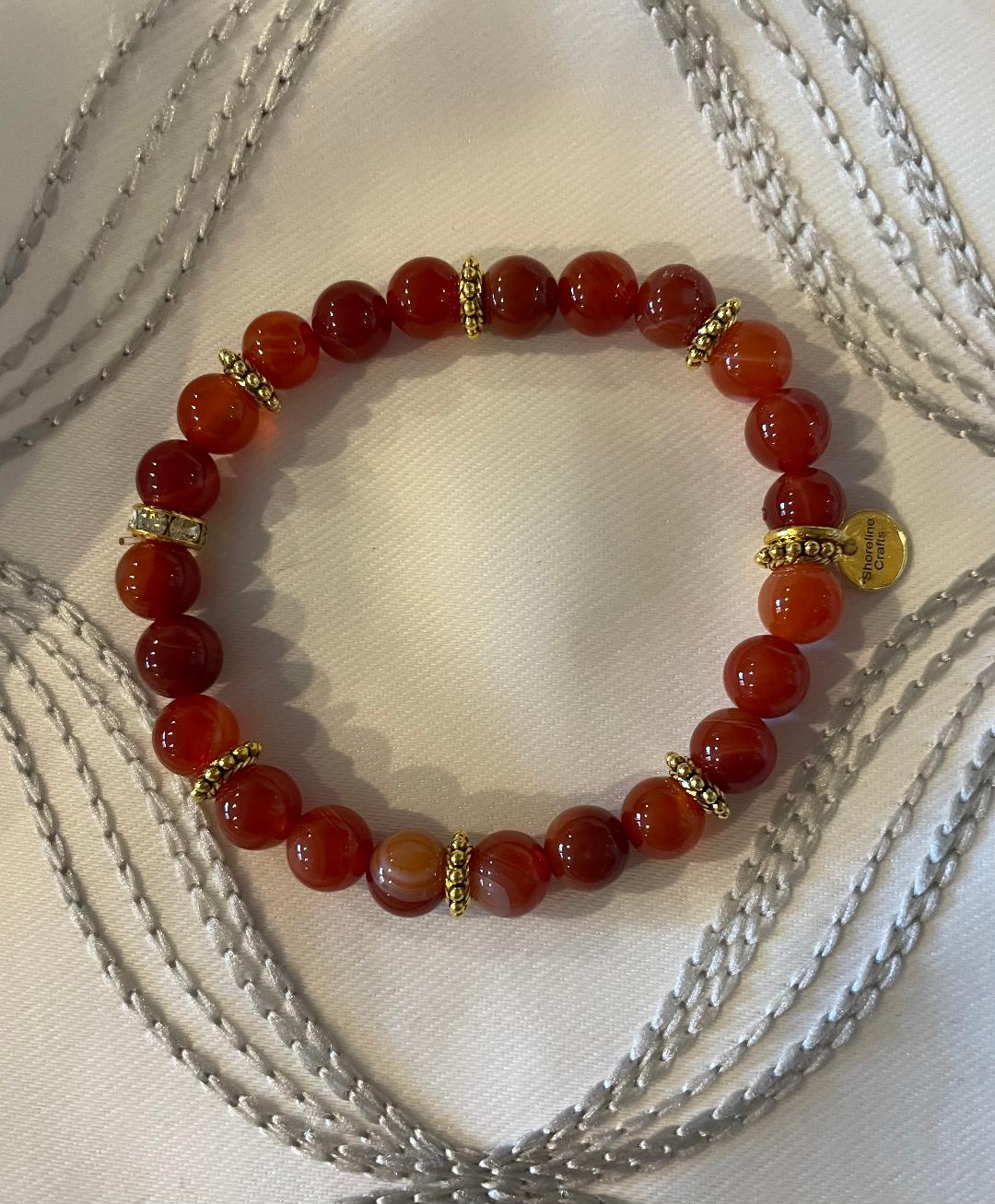 Natural Red Carnelian Gemstone Bracelet