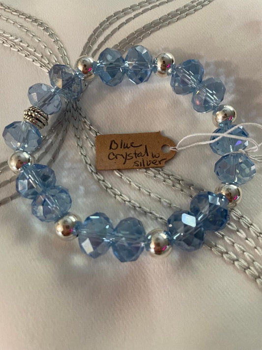 Blue crystal With Silver Beads Bracelet