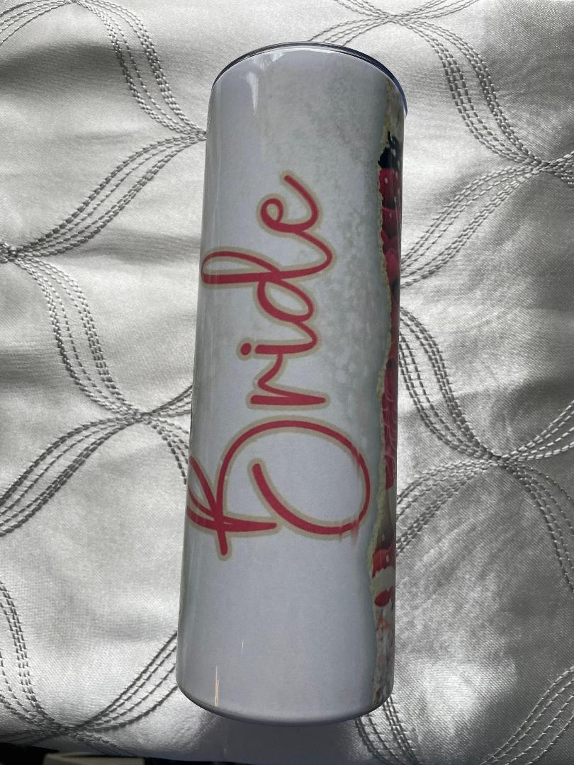 Bride with Roses Stainless Steel Skinny Tumbler