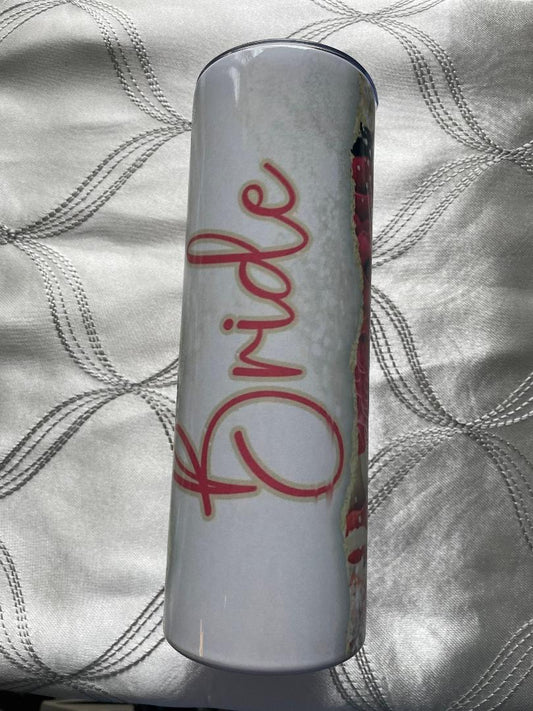 Bride with Roses Stainless Steel Skinny Tumbler