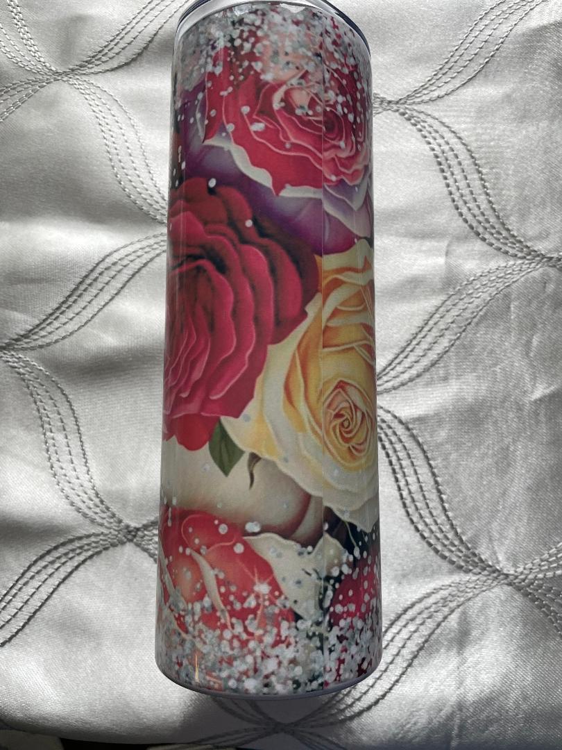 Bride with Roses Stainless Steel Skinny Tumbler