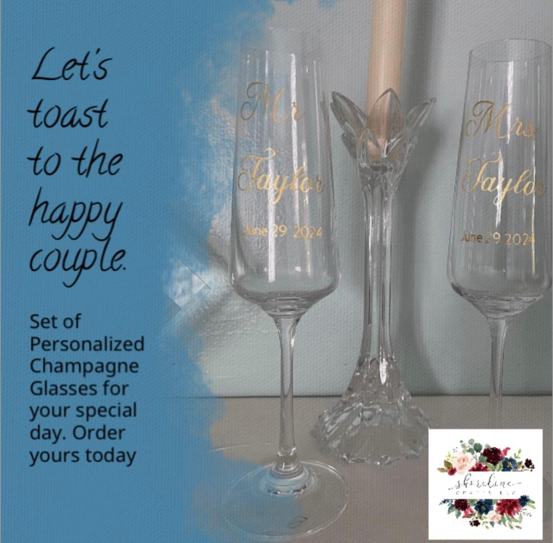 Set of Personalized Champagne Glasses