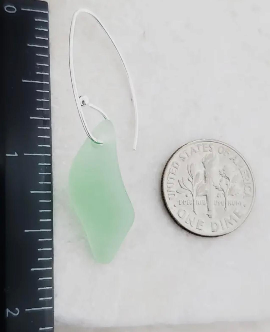Eco Sea Glass Marquis Splash Earrings - Peridot Green