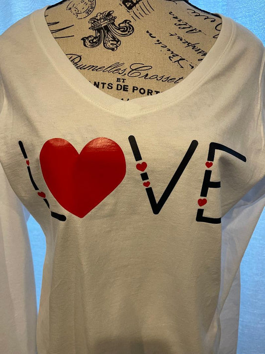 V-Neck Long Sleeve T-shirt LOVE