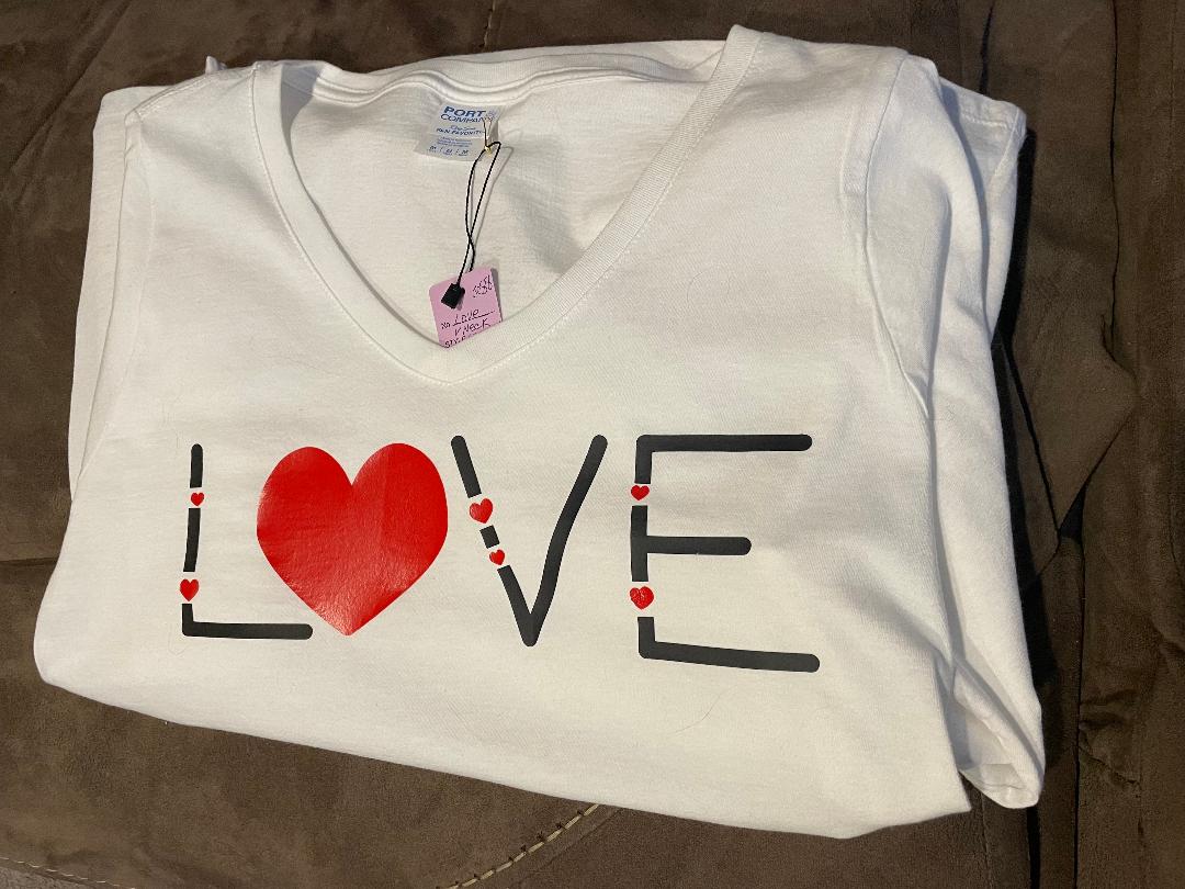 V-Neck Long Sleeve T-shirt LOVE