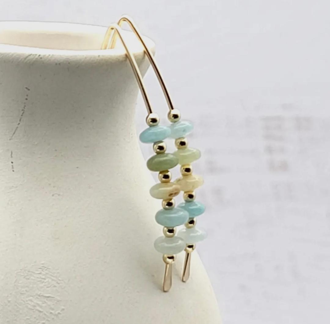 Amazonite & Gold Threader Earrings