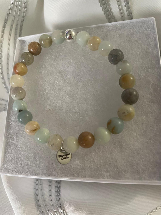 Mixed Color Amazonite Natural Stone  Bracelet