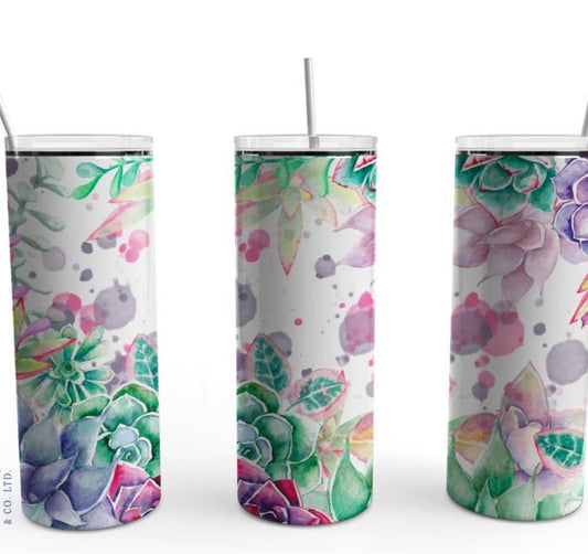 Stainless Steel Skinny Tumbler Succulents #2
