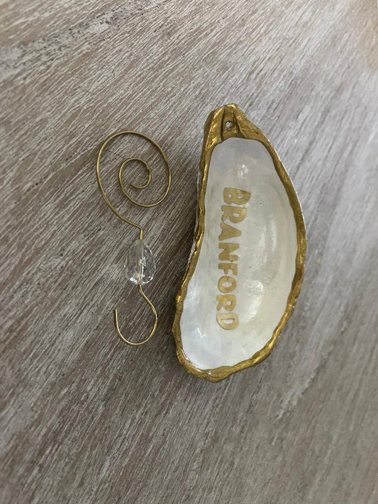 Town Oyster Shell Ornament - Branford or ANY TOWN NAME