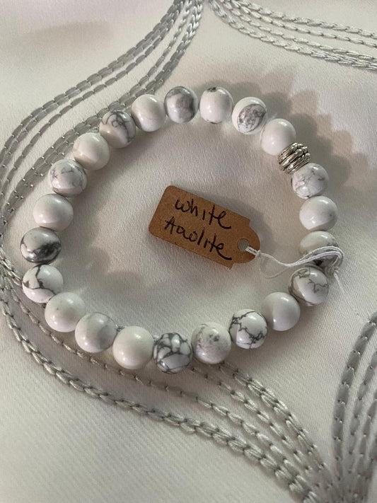 Natural White Howlite Stone  Bracelet