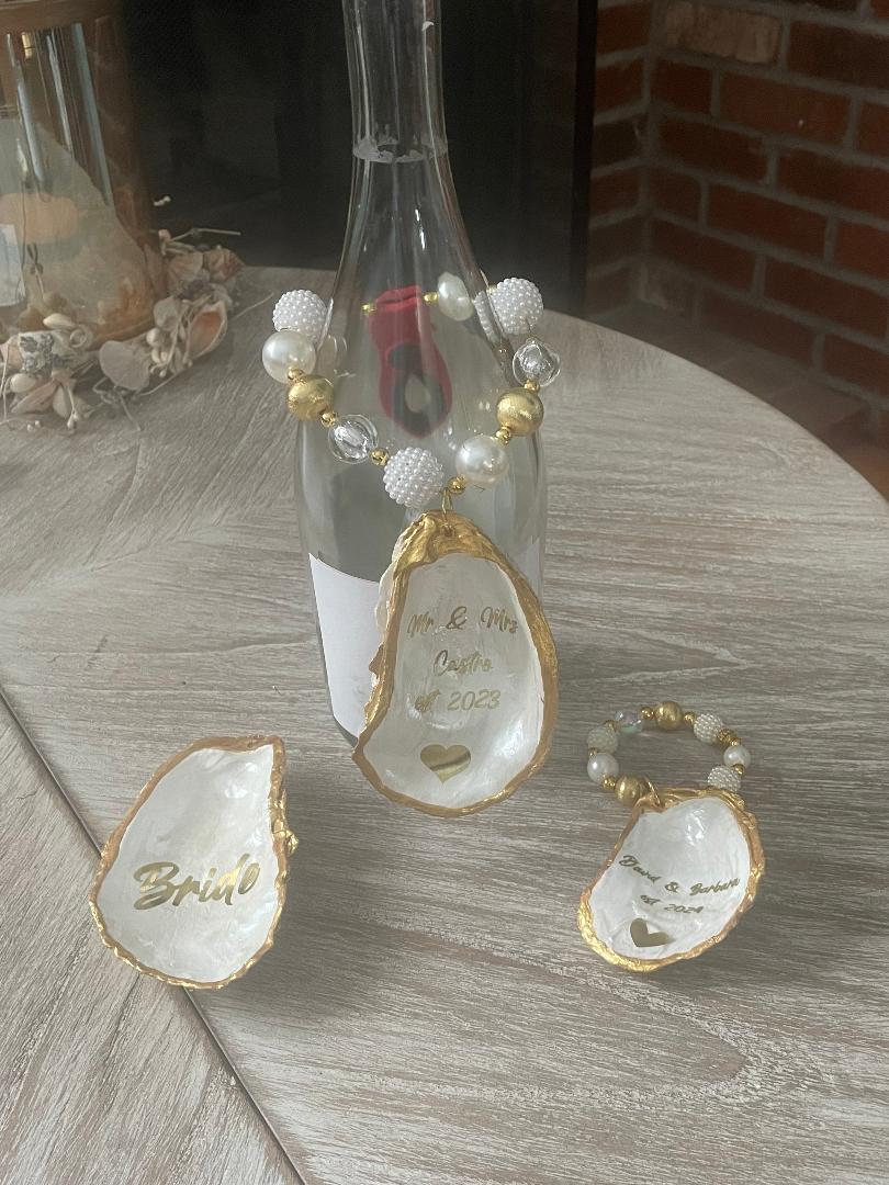 Custom Wedding Wine Bottle Shell Craft Necklace