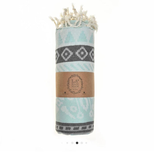Seljuk Peshtemal Turquoise Beach Towel