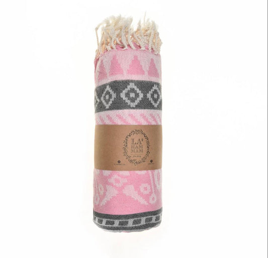 Seljuk Peshtemal Pink Beach Towel