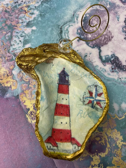 Red & White Lighthouse  Ornament