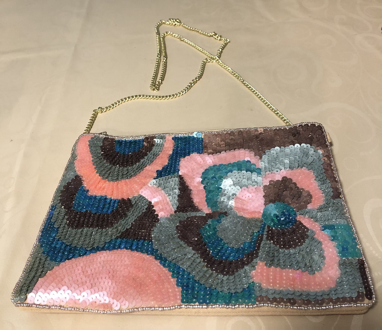 Zorski Floral Sequence Crossbody - Coral