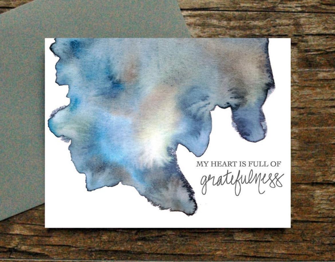 Watercolor Card My Heart is Full of Gratefulness