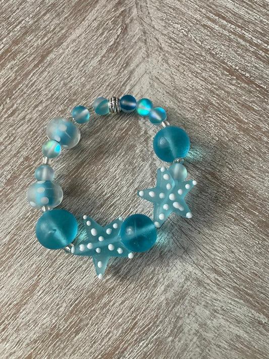 Blue Glass Starfish Mix