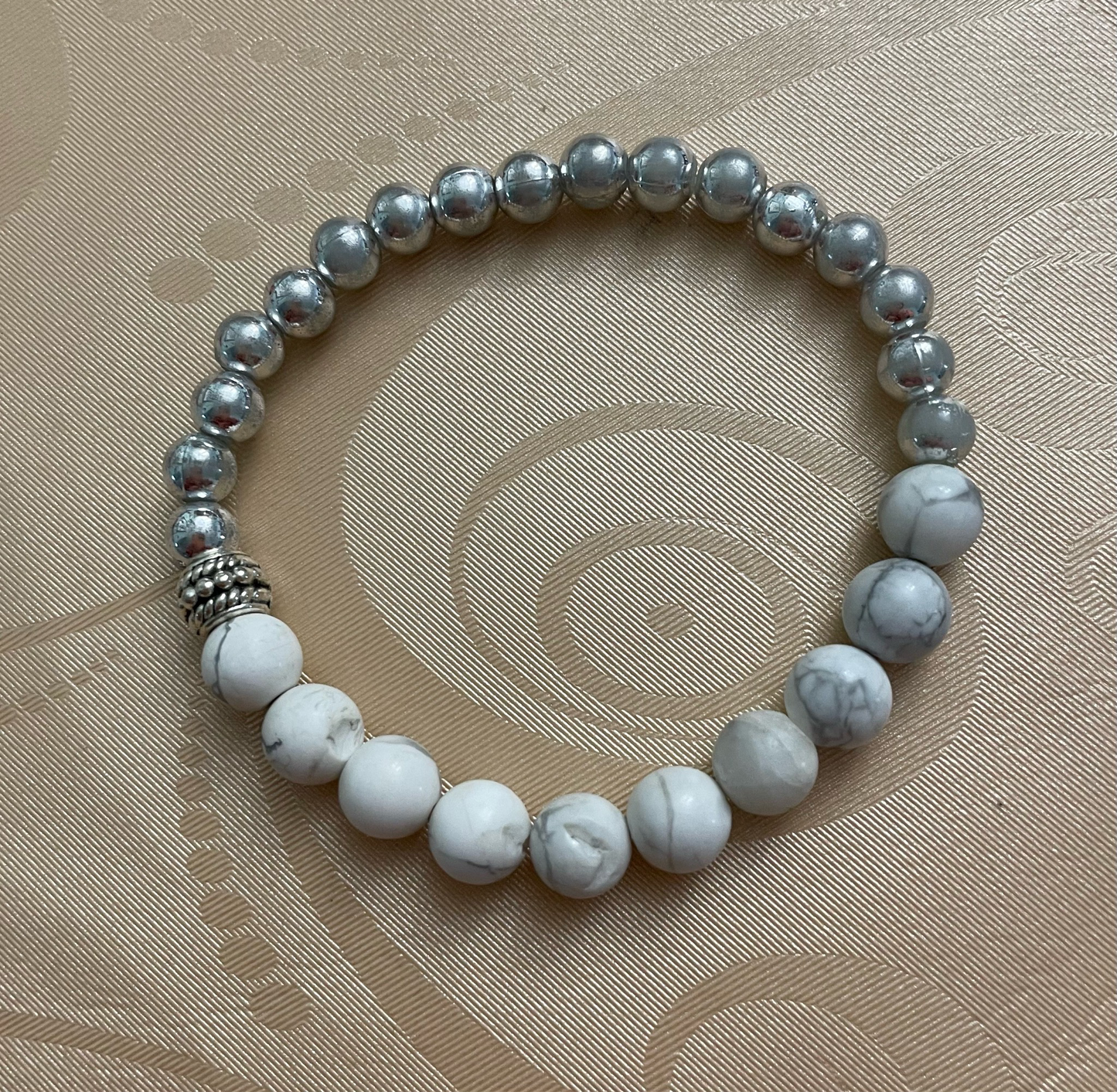 Set Of three Silver & White Howlite