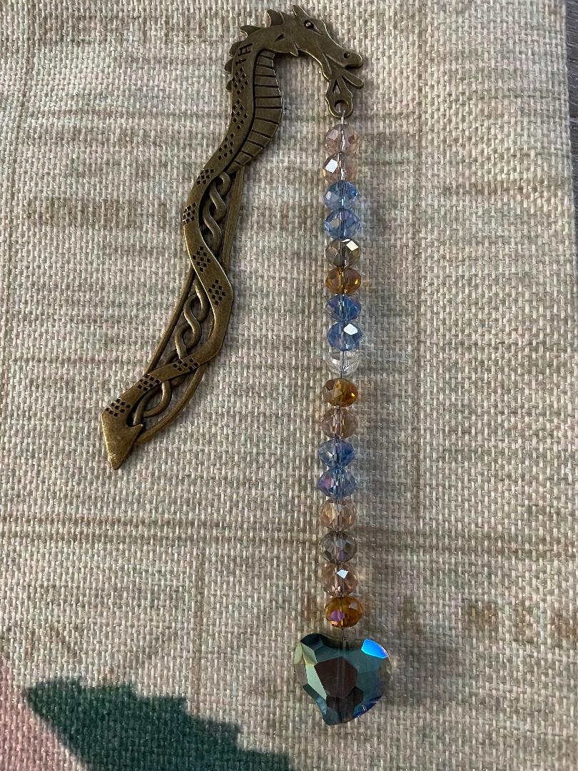 Dragon Bookmark with Crystal Heart