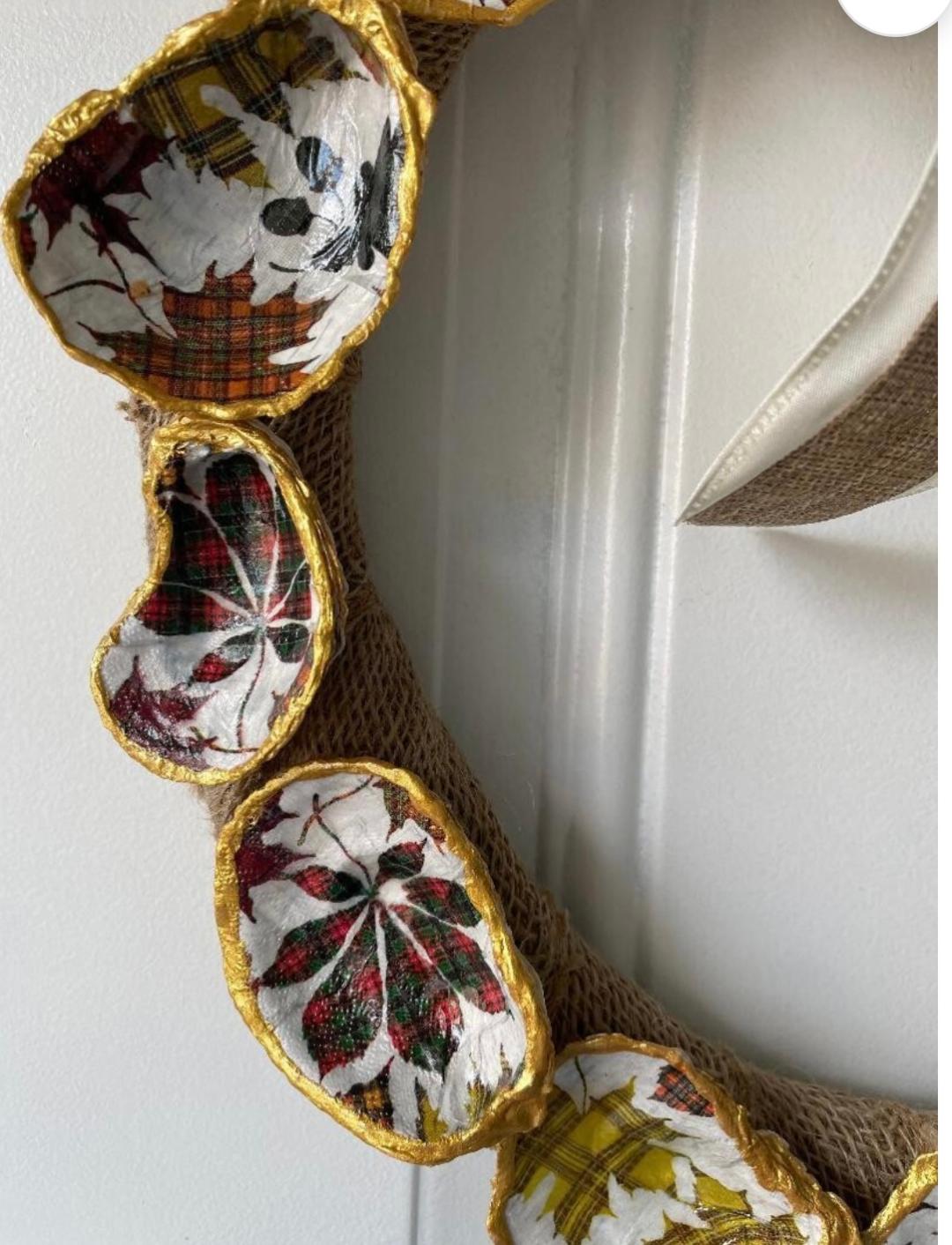 Shell Craft Fall Leaves Wreath