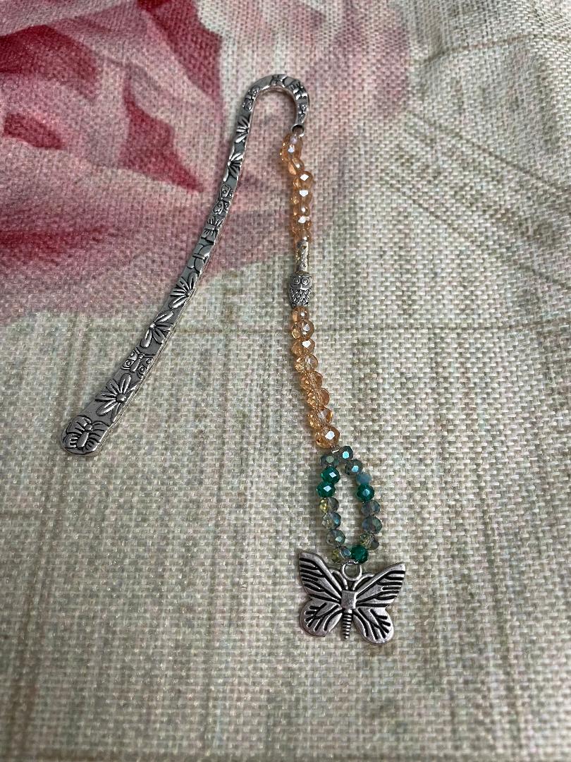 Silver Bookmark with Gold Beads and Butterfly charm