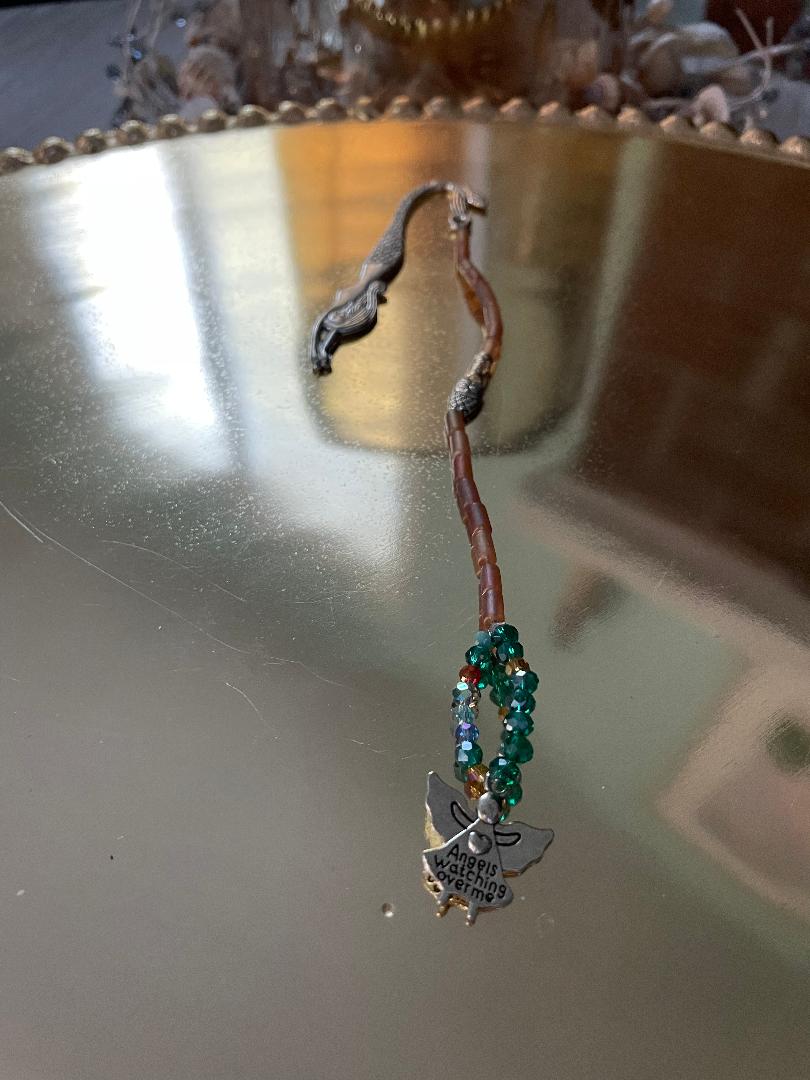 Silver Bookmark with Gold Tube Beads