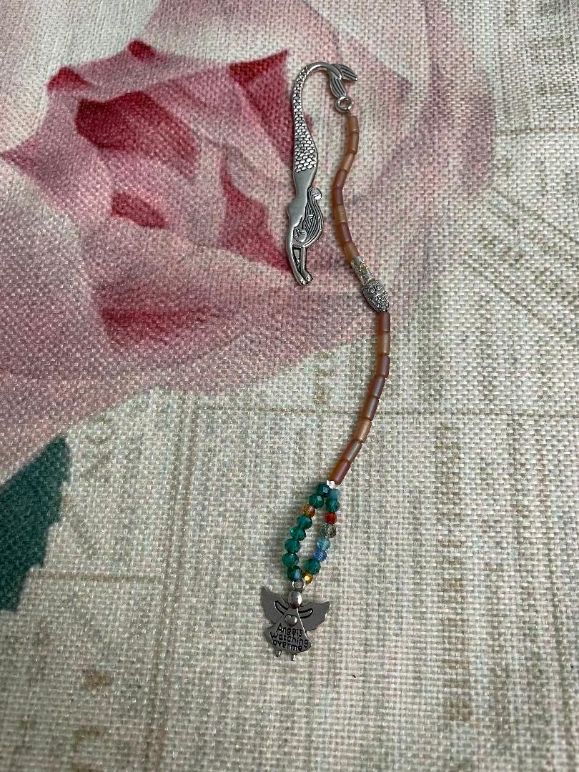 Silver Bookmark with Gold Tube Beads