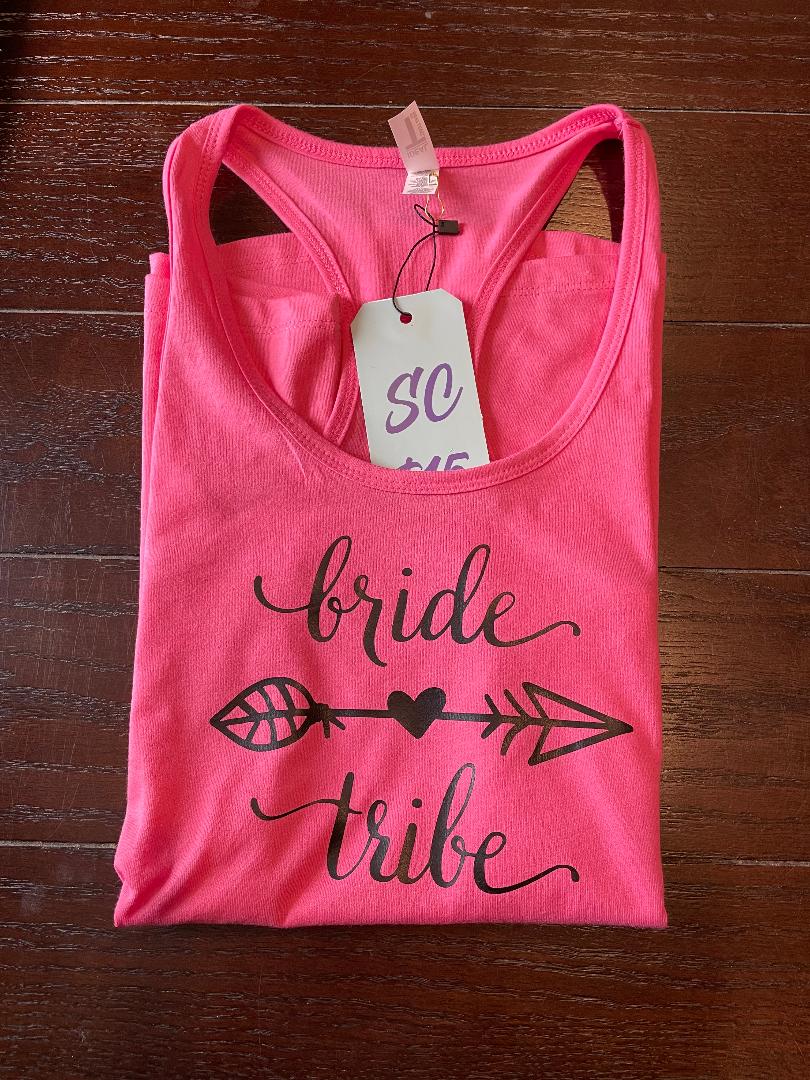 Bridal Party Ladies Racerback Tank Hot Pink