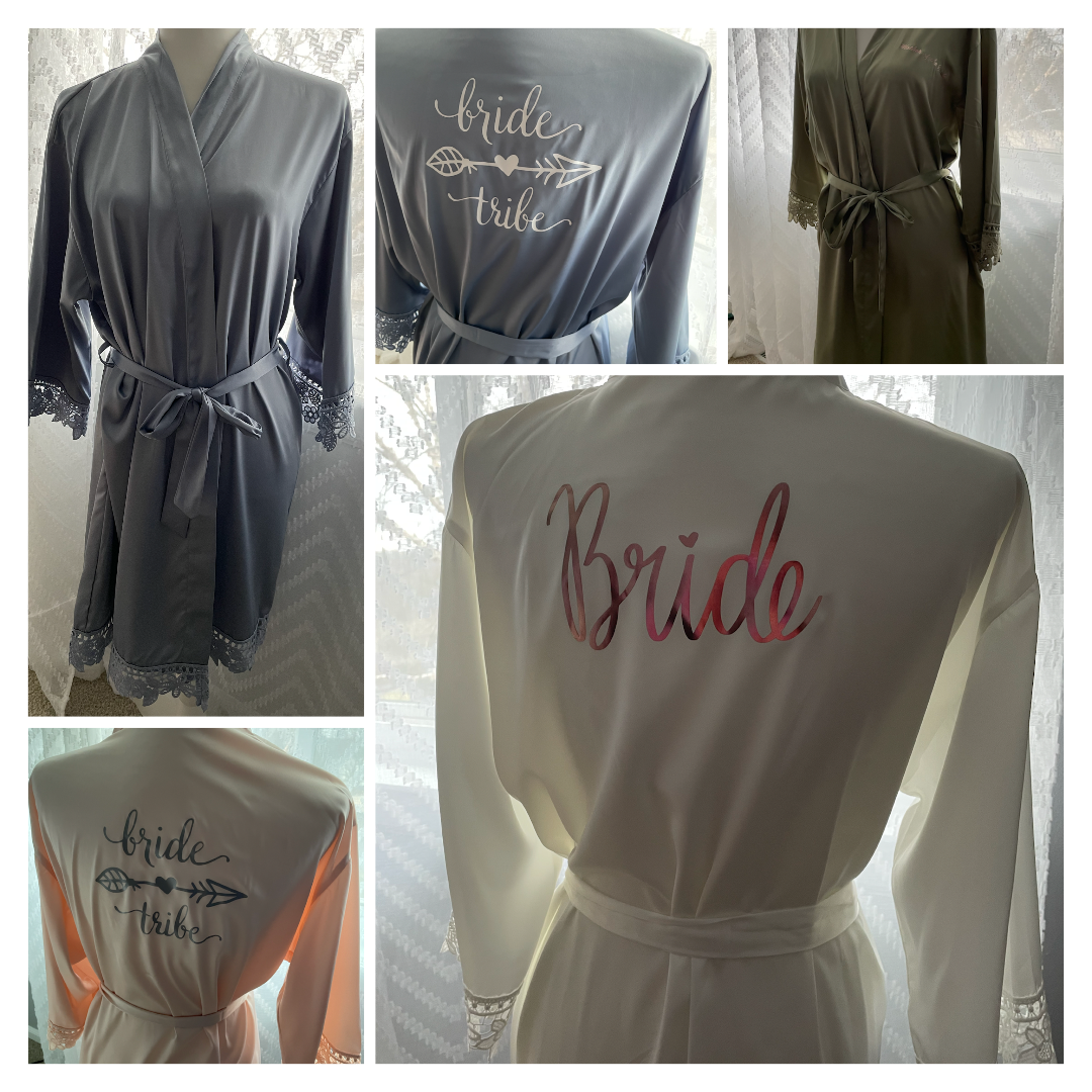 Bride & Bridal Party Lace Trim Robes