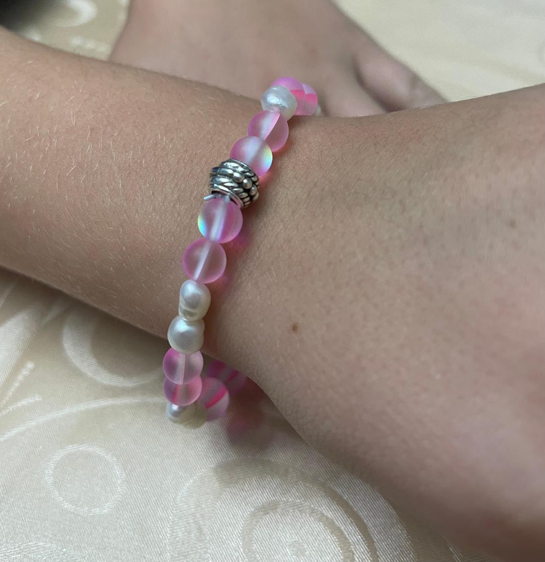 Pink Mermaid with Fresh Water Beads