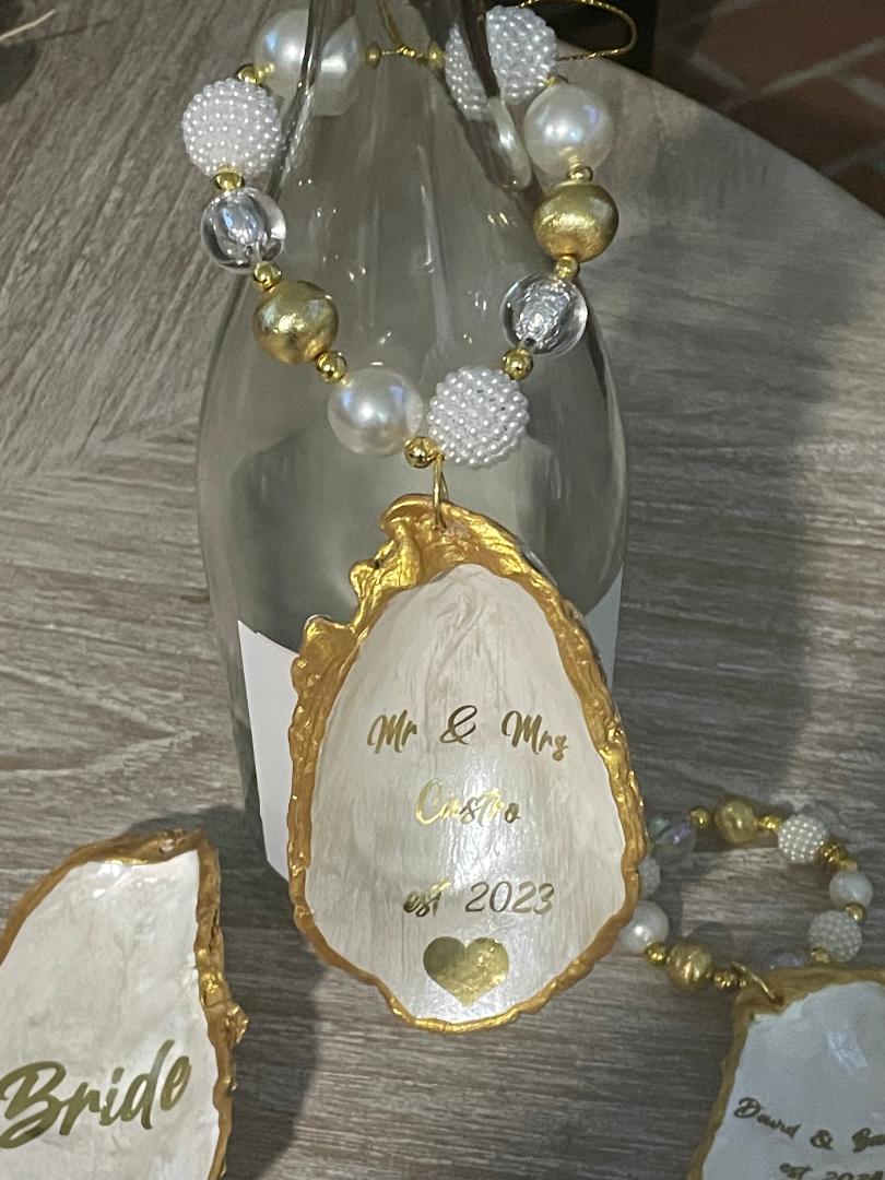 Custom Wedding Wine Bottle Shell Craft Necklace