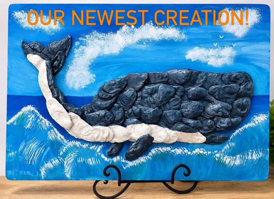 Blue and White Humpback Whale Artwork