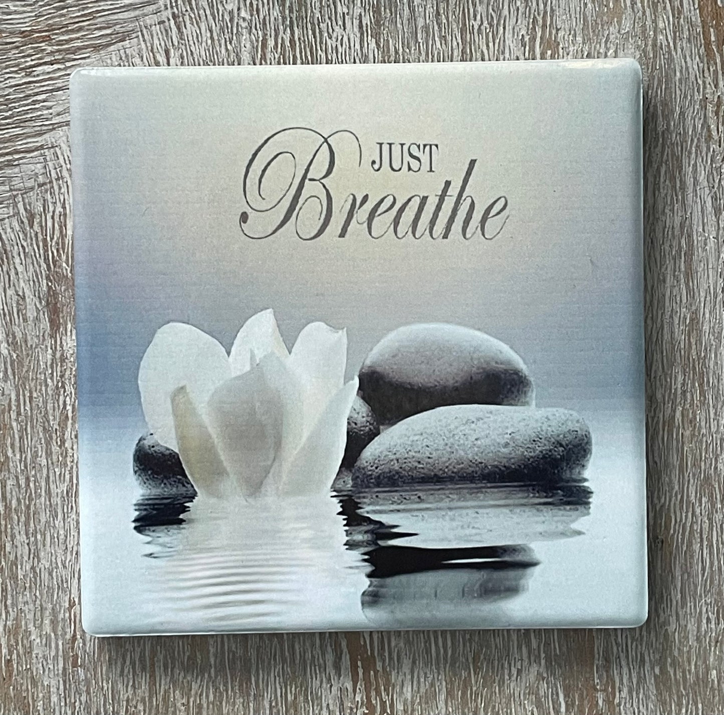 Lotus Flower with Message Just Breathe