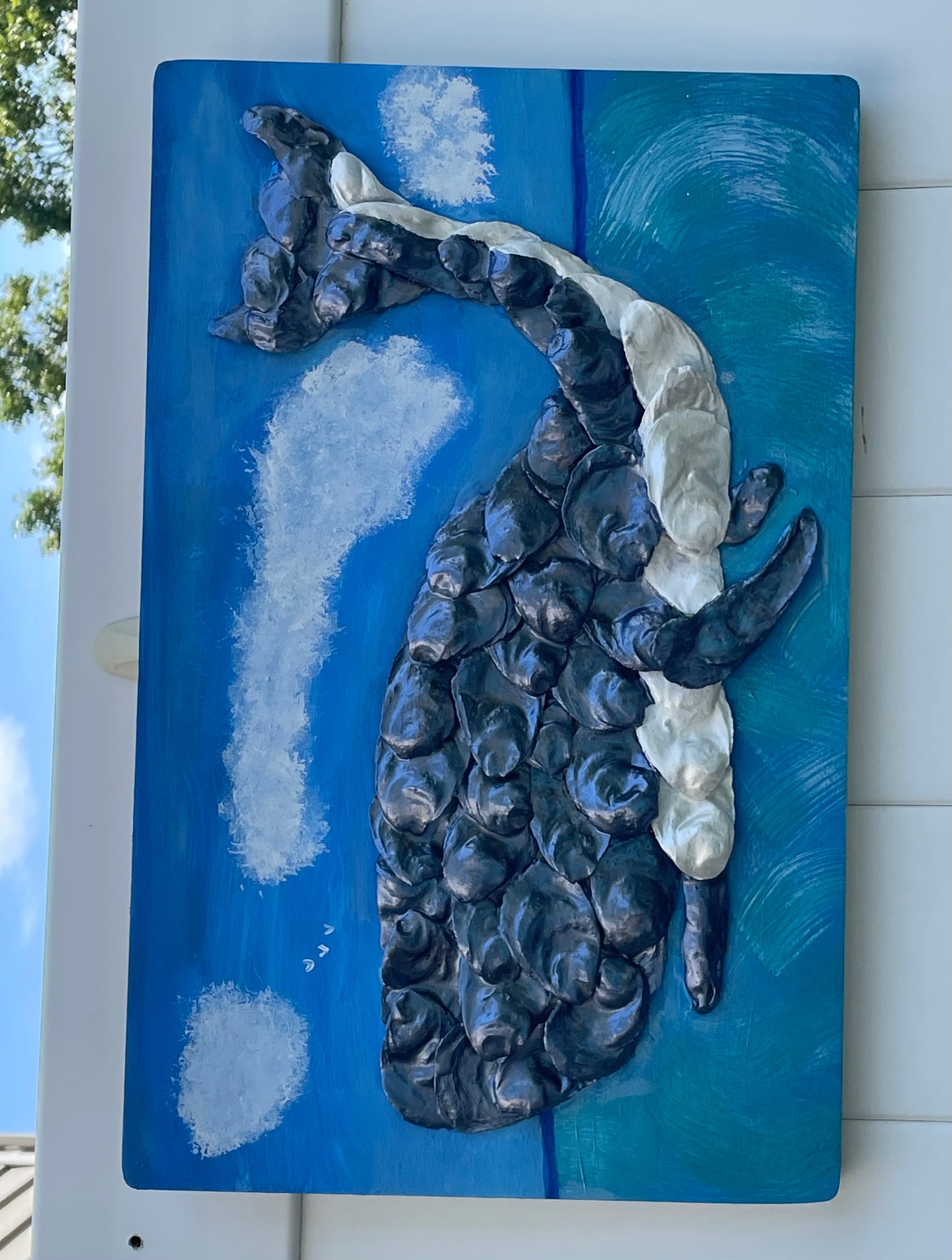 Blue and White Humpback Whale Artwork Medium Size