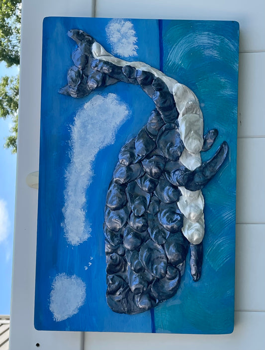 Blue and White Humpback Whale Artwork Medium Size