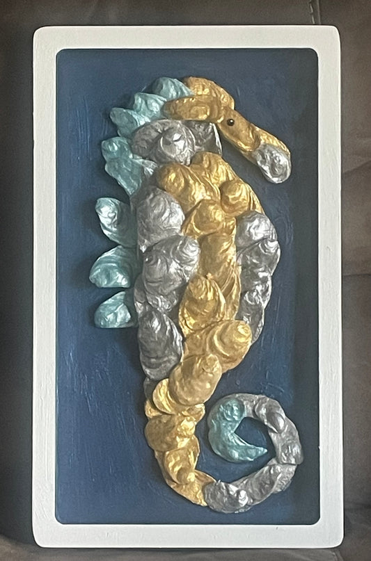 Silver & Gold Coastal Seahorse Wall Art