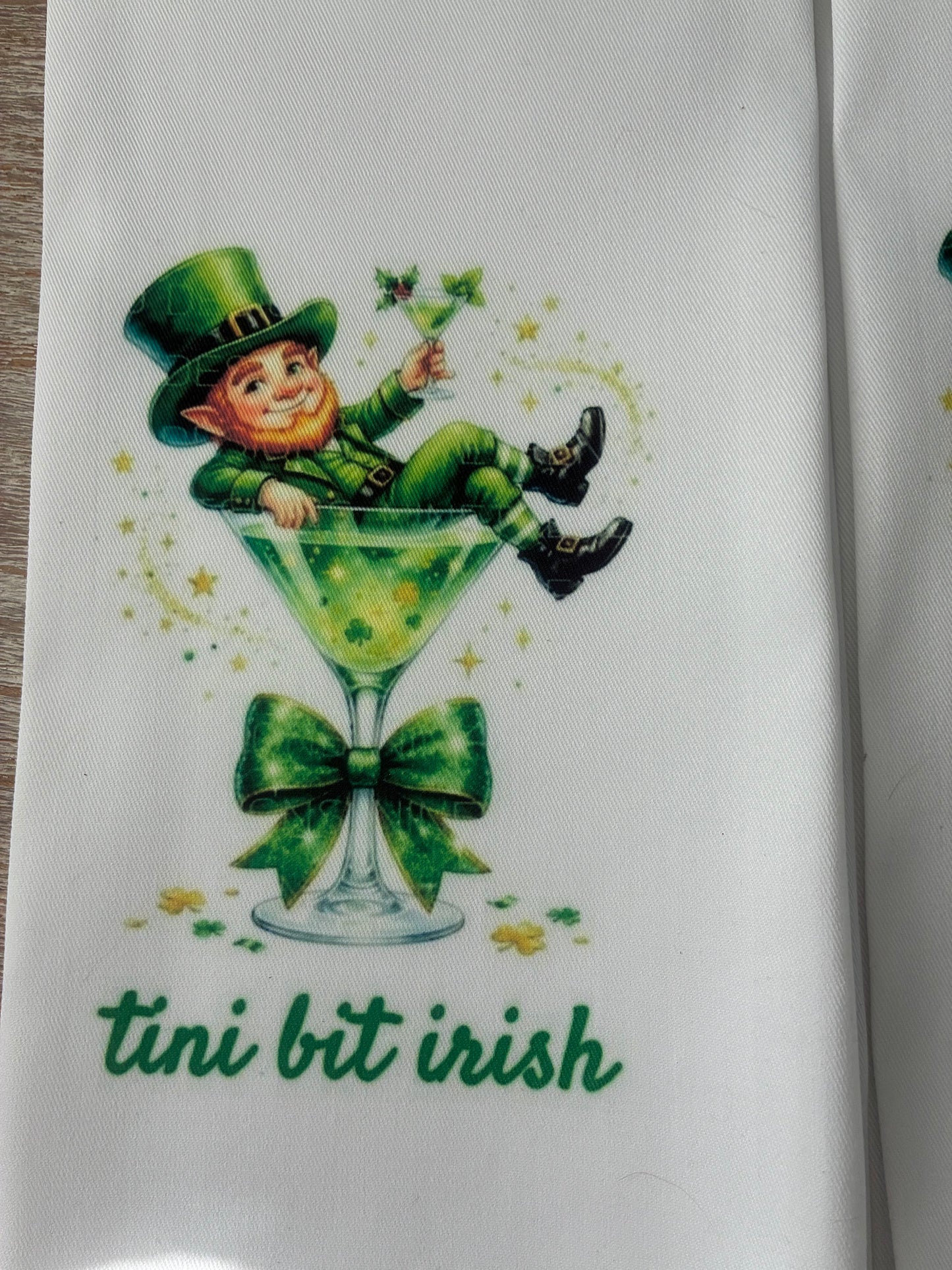 St Paddy's Day Leprechaun Tini Bit Irish Tea Towel