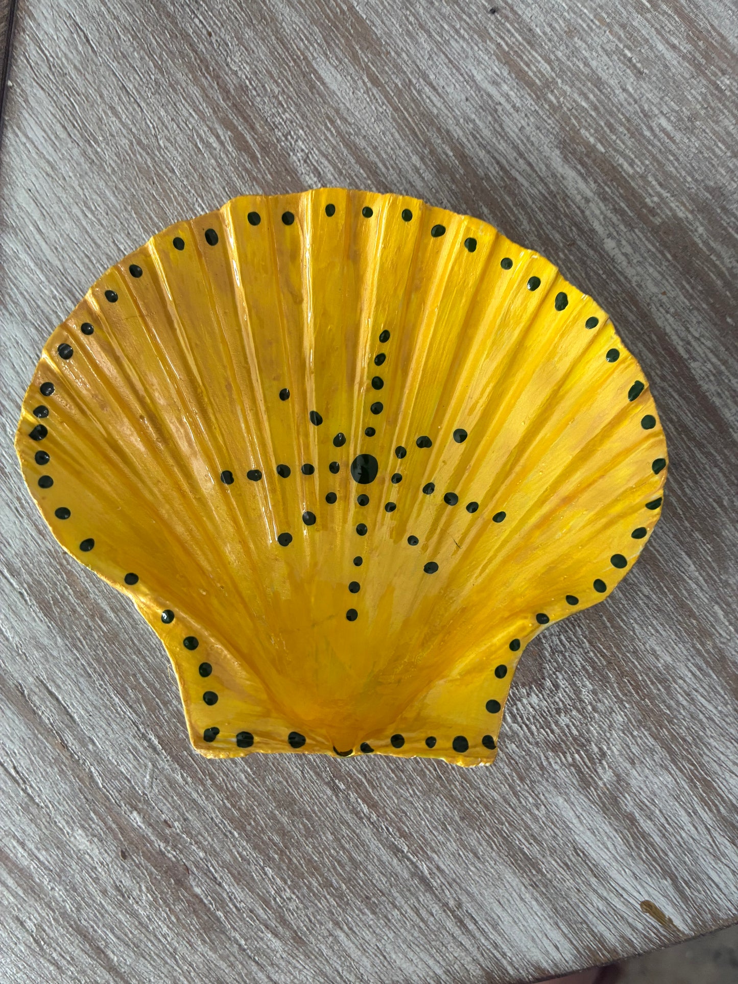 Large Scallop Shell Shades of Yellow, Gold and Blue