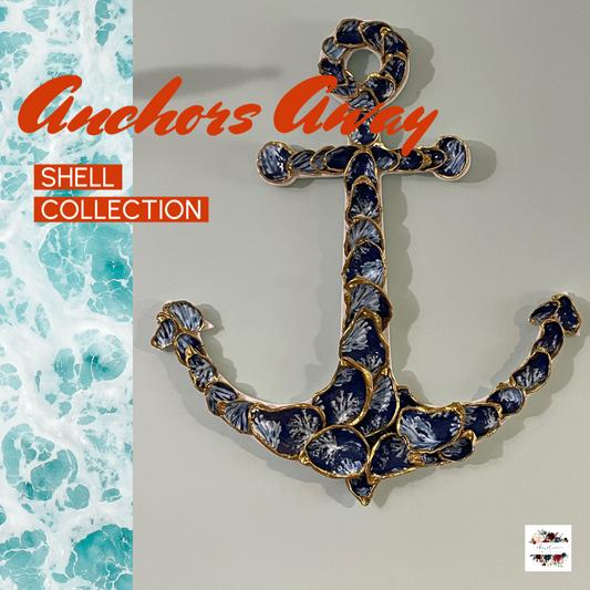 Navy Blue Anchor Oyster Shell LARGE ANCHOR Artwork