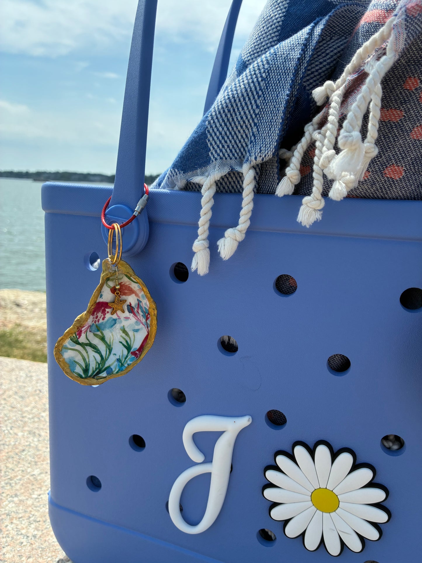 Beach Bag Oyster Shell Charms