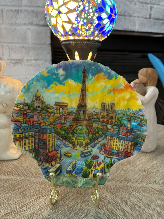 Large Scallop Shell colorful image of PARIS